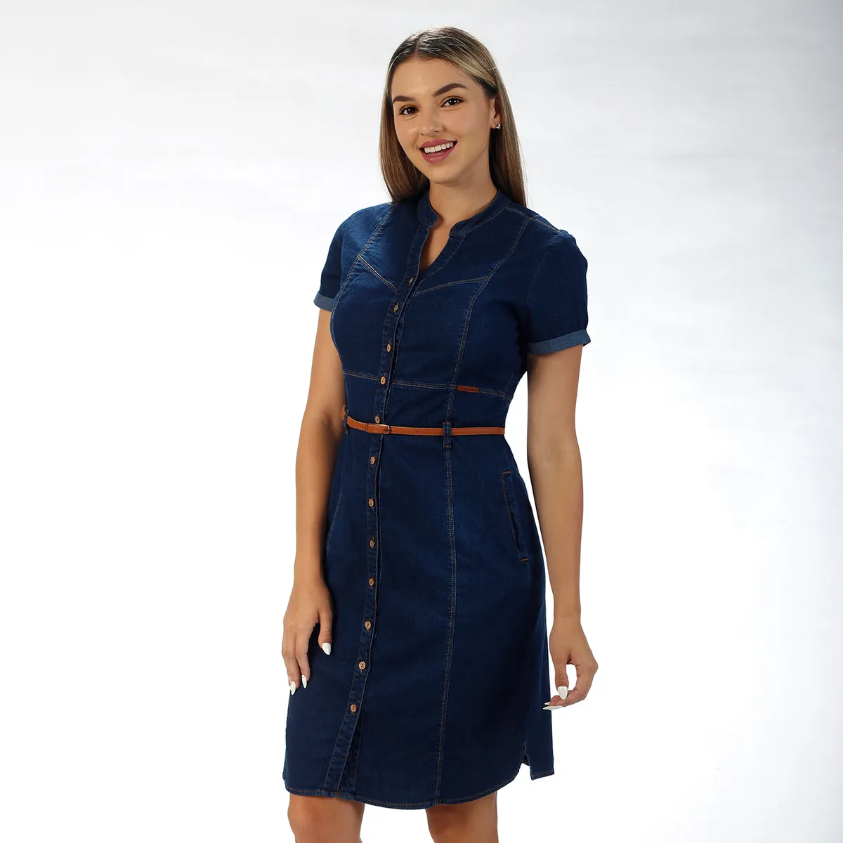 FORDAN JEANS - Vestido Cuello Neru M/corta Cod3895
