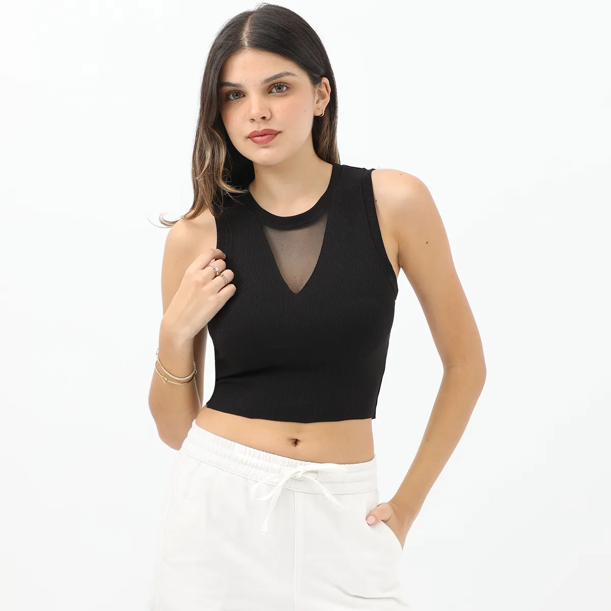 SYBILLA - Polo Sin Mangas Casual Mujer Sybilla