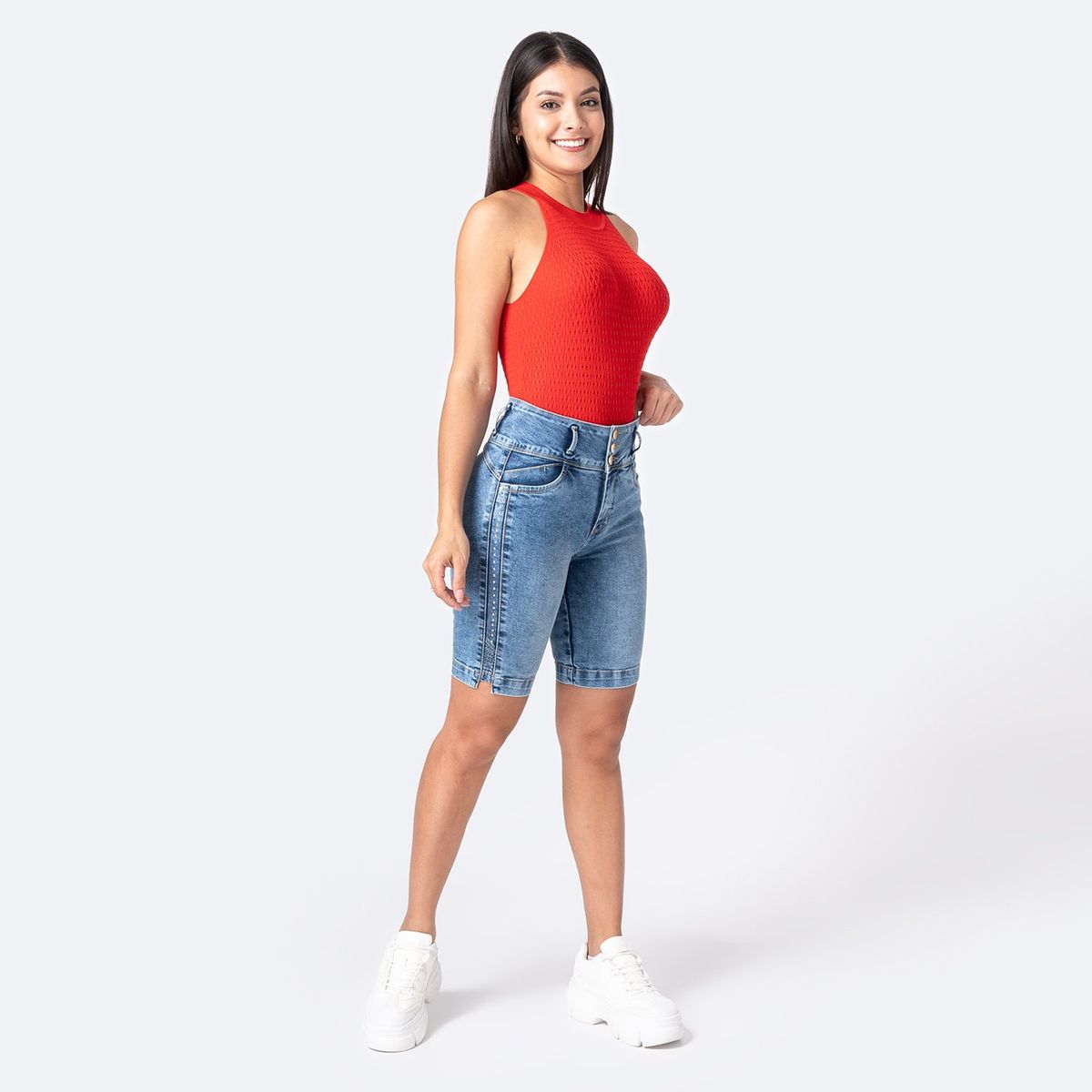 PIONIER - Bermuda Slim Algodón Mujer Pionier