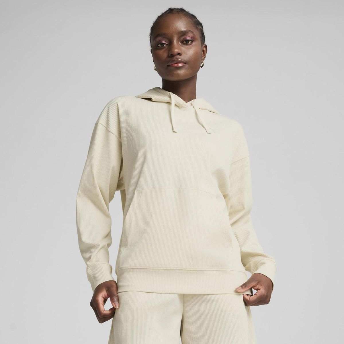 PUMA - Polera Deportiva Mujer Ess Elevated Rib Hoodie
