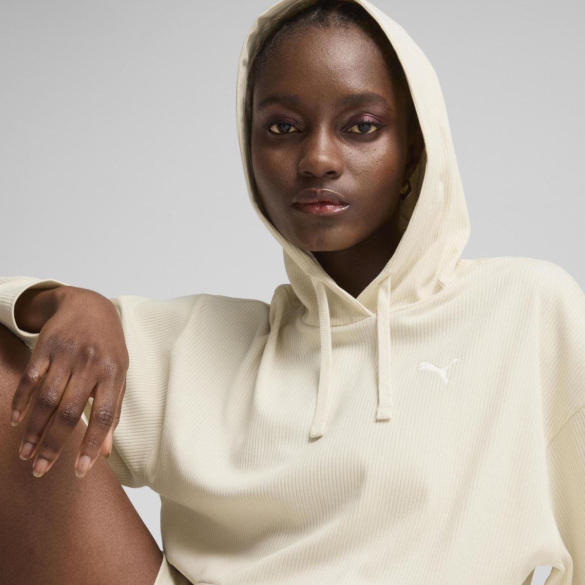 PUMA - Polera Deportiva Mujer Ess Elevated Rib Hoodie