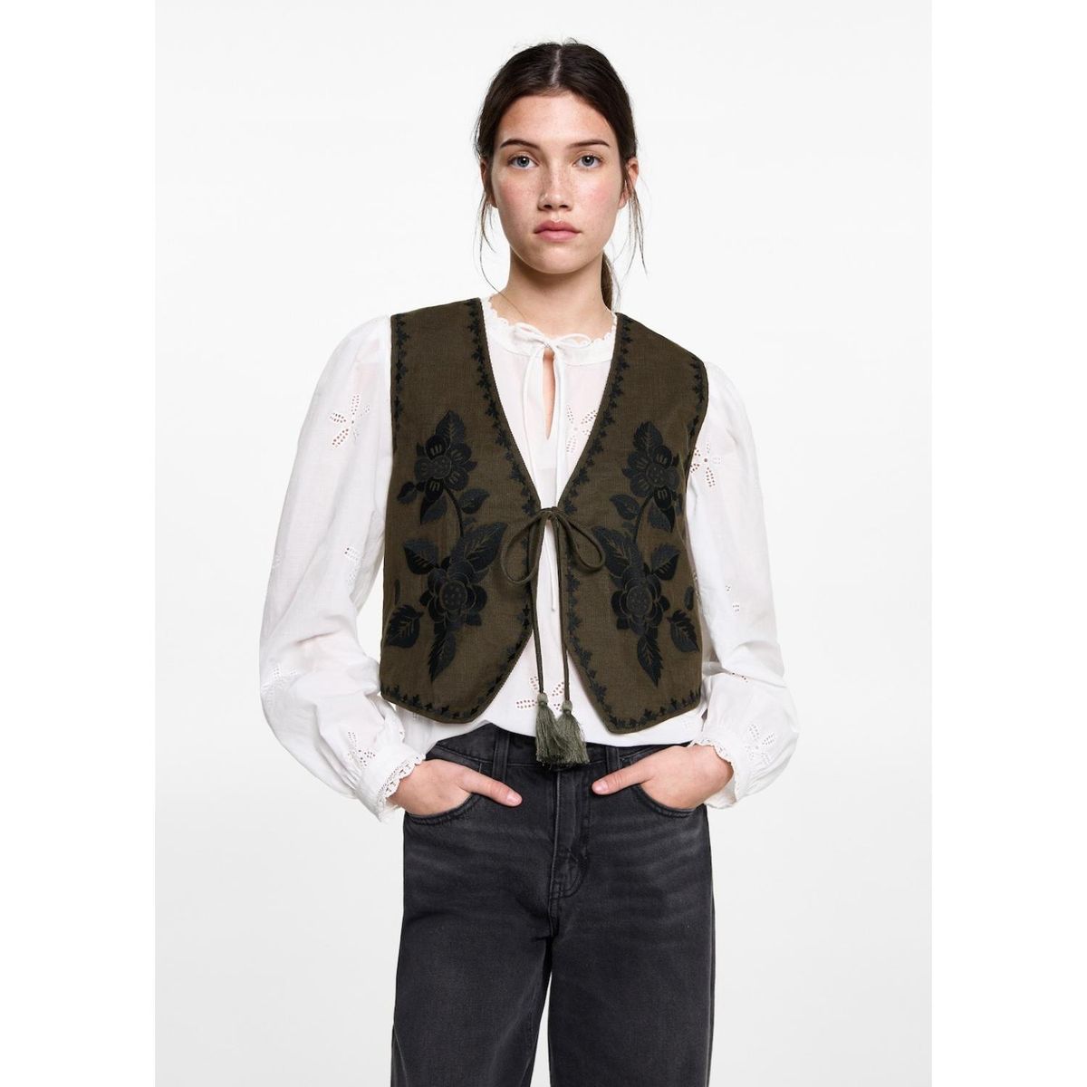 MANGO TEEN - Chaleco 100% Algodón Mujer Mango Teen