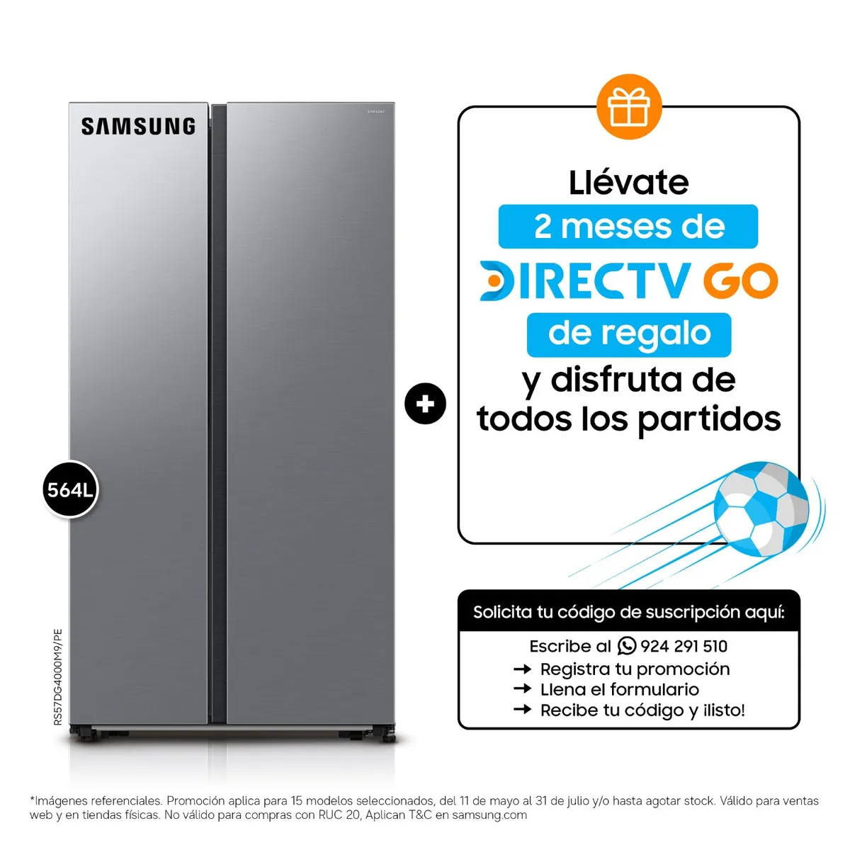 SAMSUNG - Refrigeradora 564L All Around Cooling Plata RS57DG4000M9
