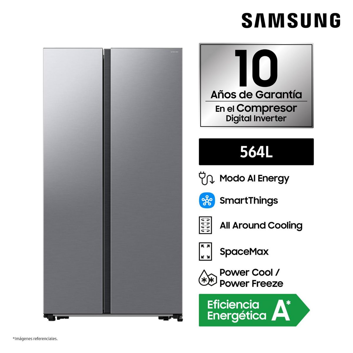 SAMSUNG - Refrigeradora 564L All Around Cooling Plata RS57DG4000M9