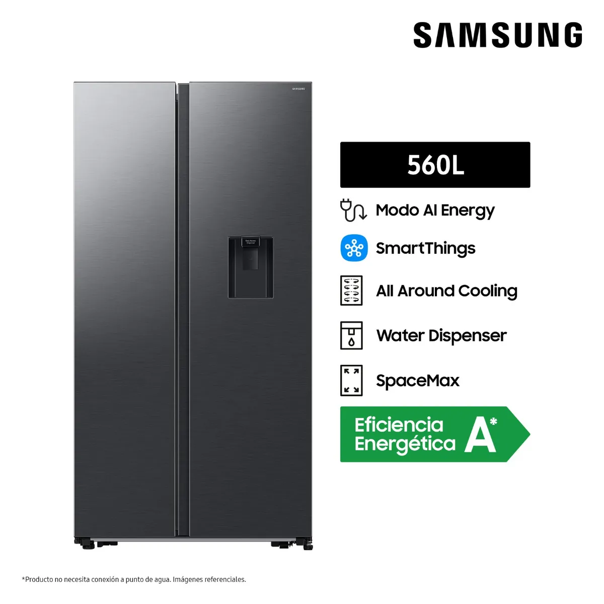 SAMSUNG - Refrigeradora  Samsung 560L All Around Cooling Negra RS57DG4100B4