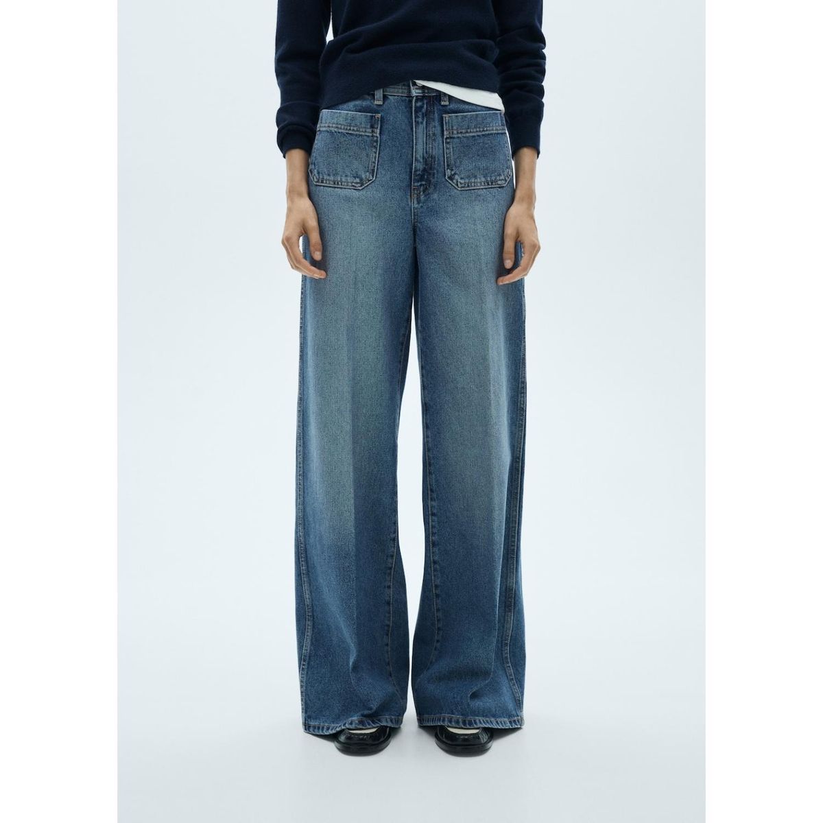 MANGO - Jean Wide 100% Algodón Mujer Mango
