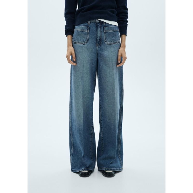 MANGO - Jean Wide 100% Algodón Mujer Mango