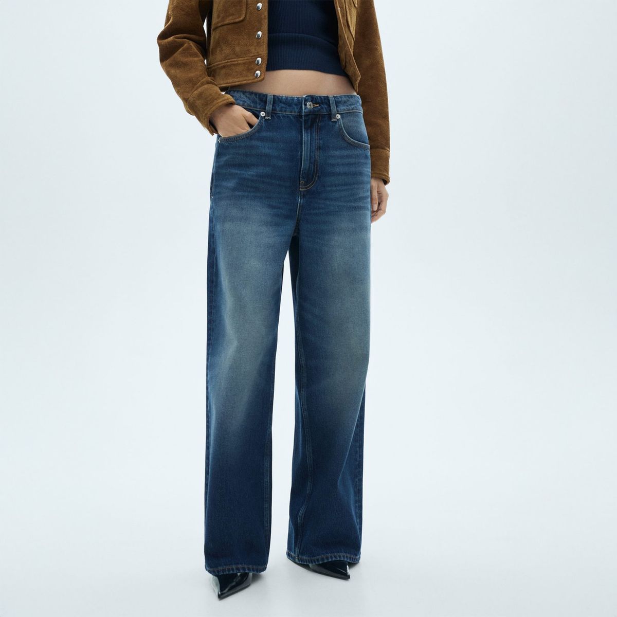 MANGO - Jean Wide 100% Algodón Mujer Mango