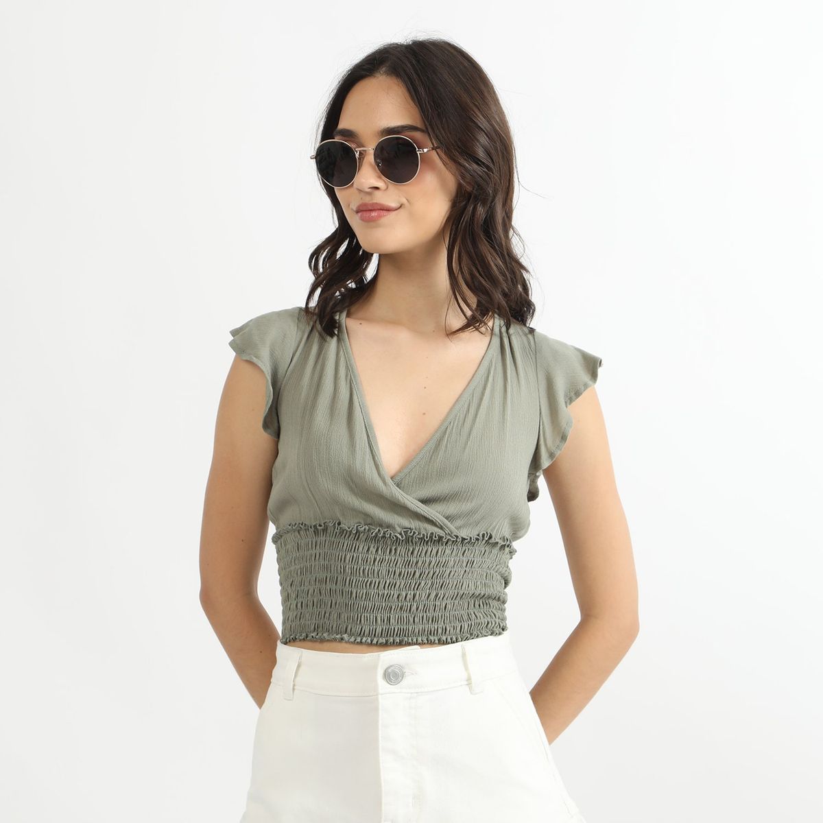 SYBILLA - Blusa Manga Corta Casual Mujer Sybilla