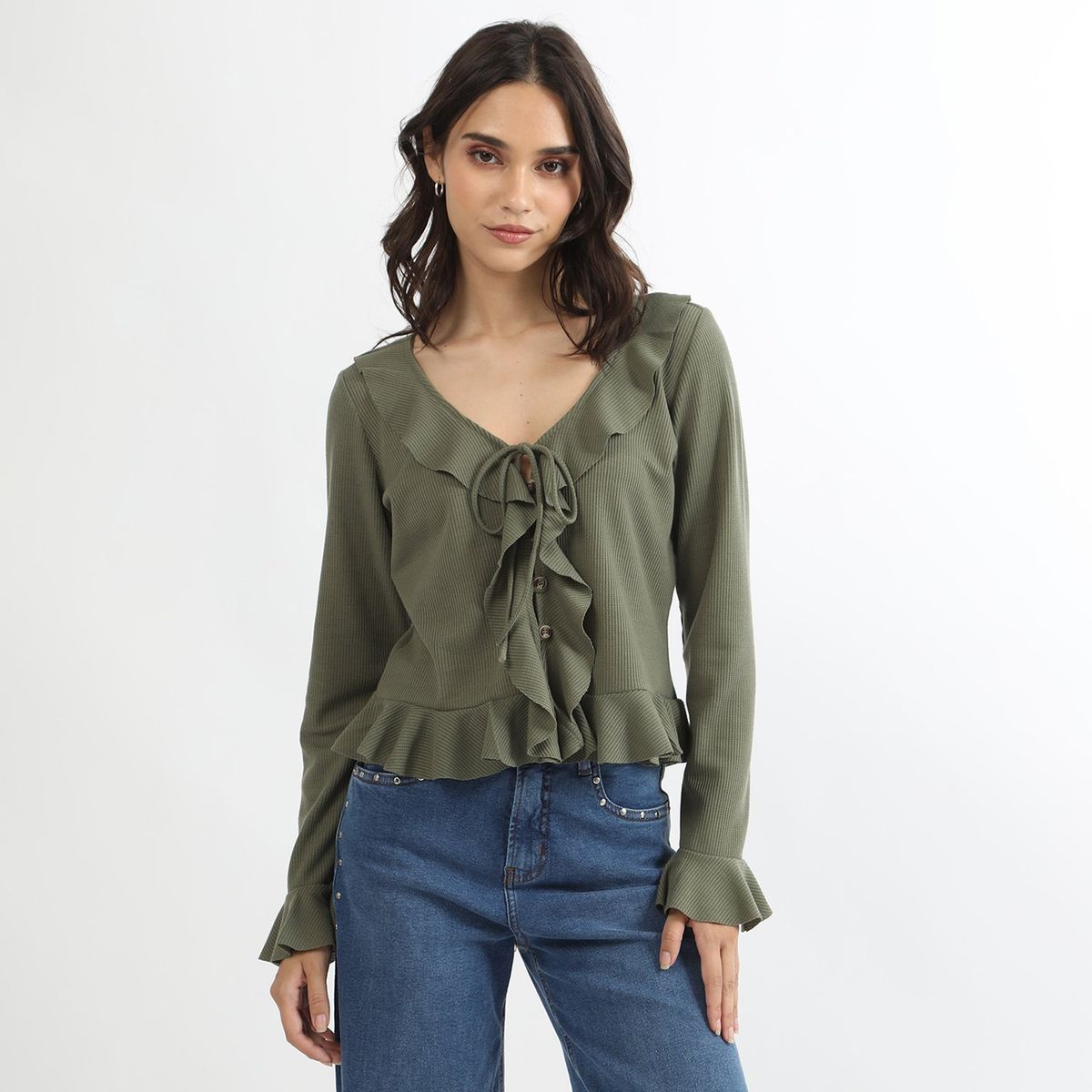 SYBILLA - Blusa Manga Larga 100% Algodón Mujer Sybilla