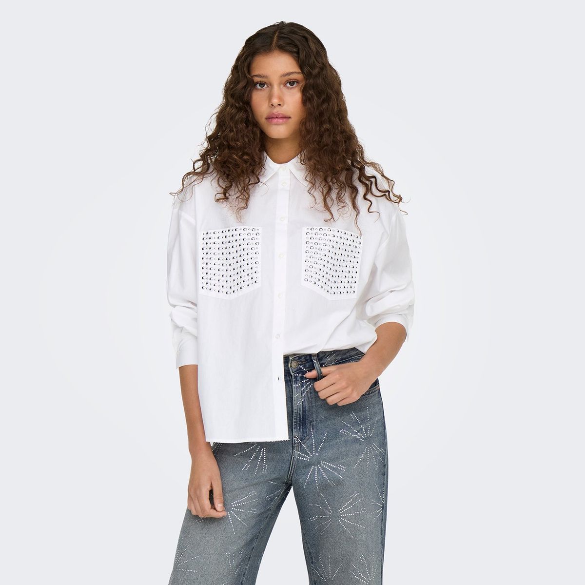 ONLY - Blusa Manga Larga 100% Algodón Mujer Only