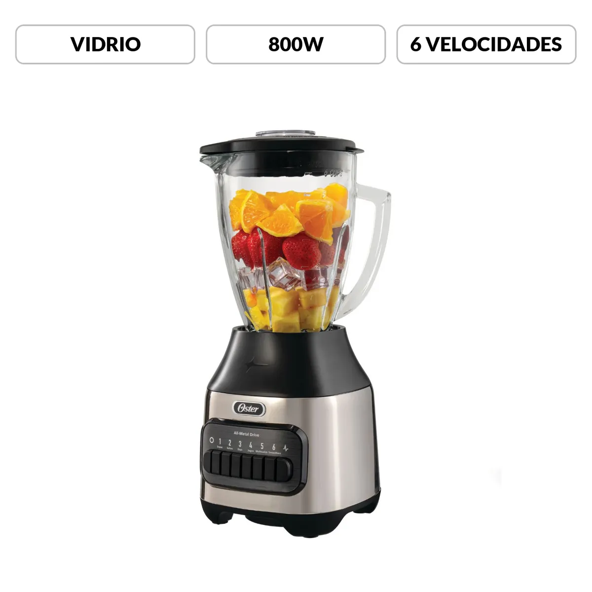 OSTER - Licuadora Oster 6 Velocidades Y Vaso De Vidrio