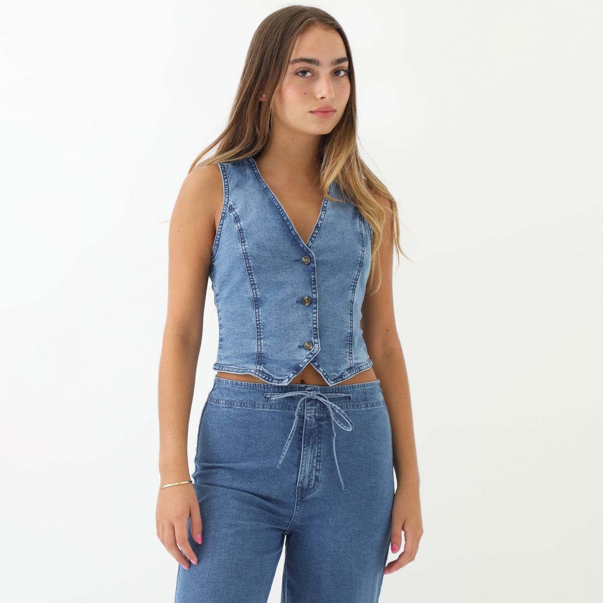 DENIMLAB - Chaleco Casual Algodón Mujer Denimlab