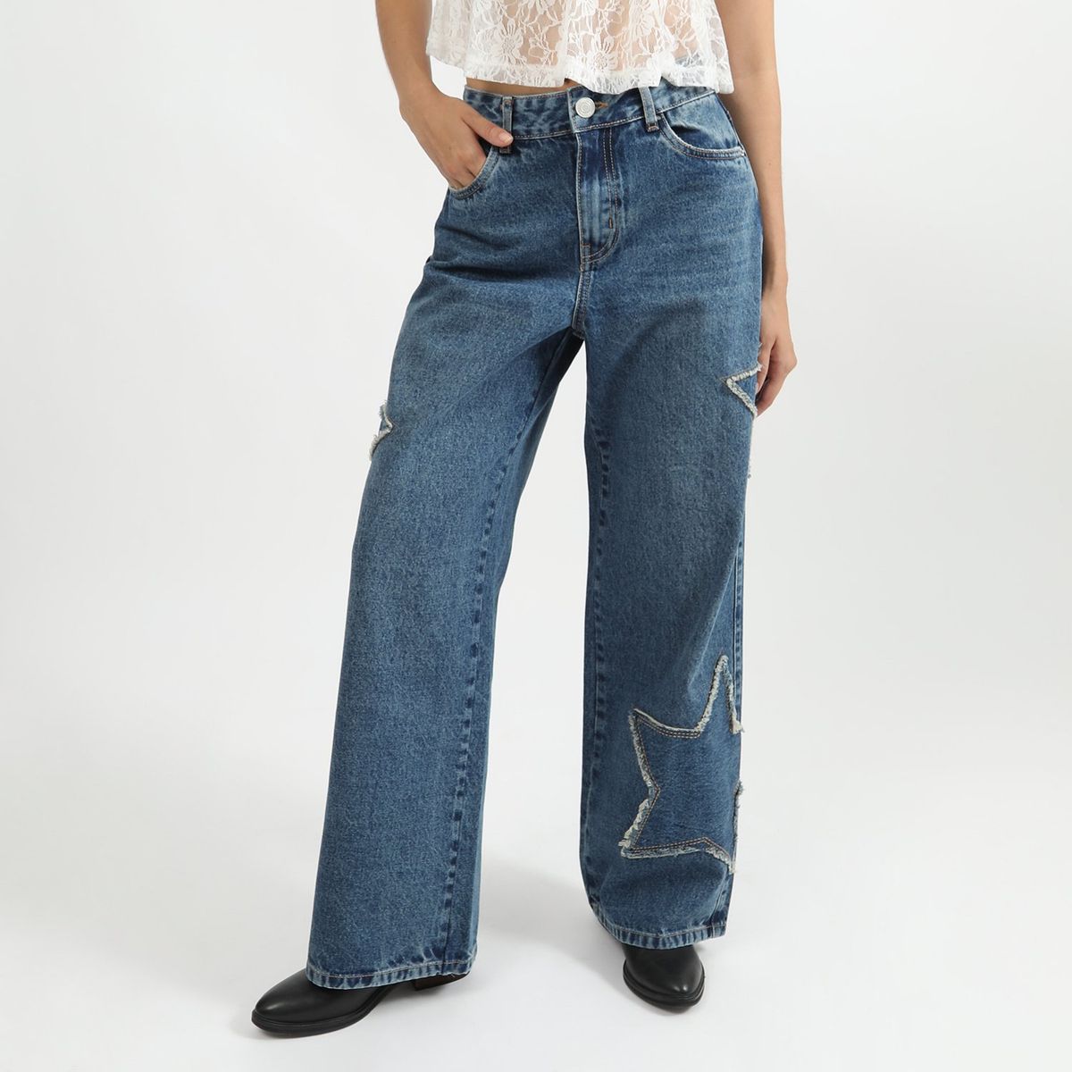 SYBILLA - Jean Wide 100% Algodón Mujer Sybilla