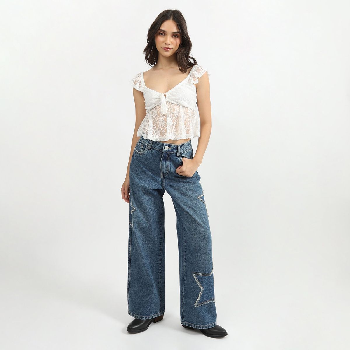 SYBILLA - Jean Wide 100% Algodón Mujer Sybilla