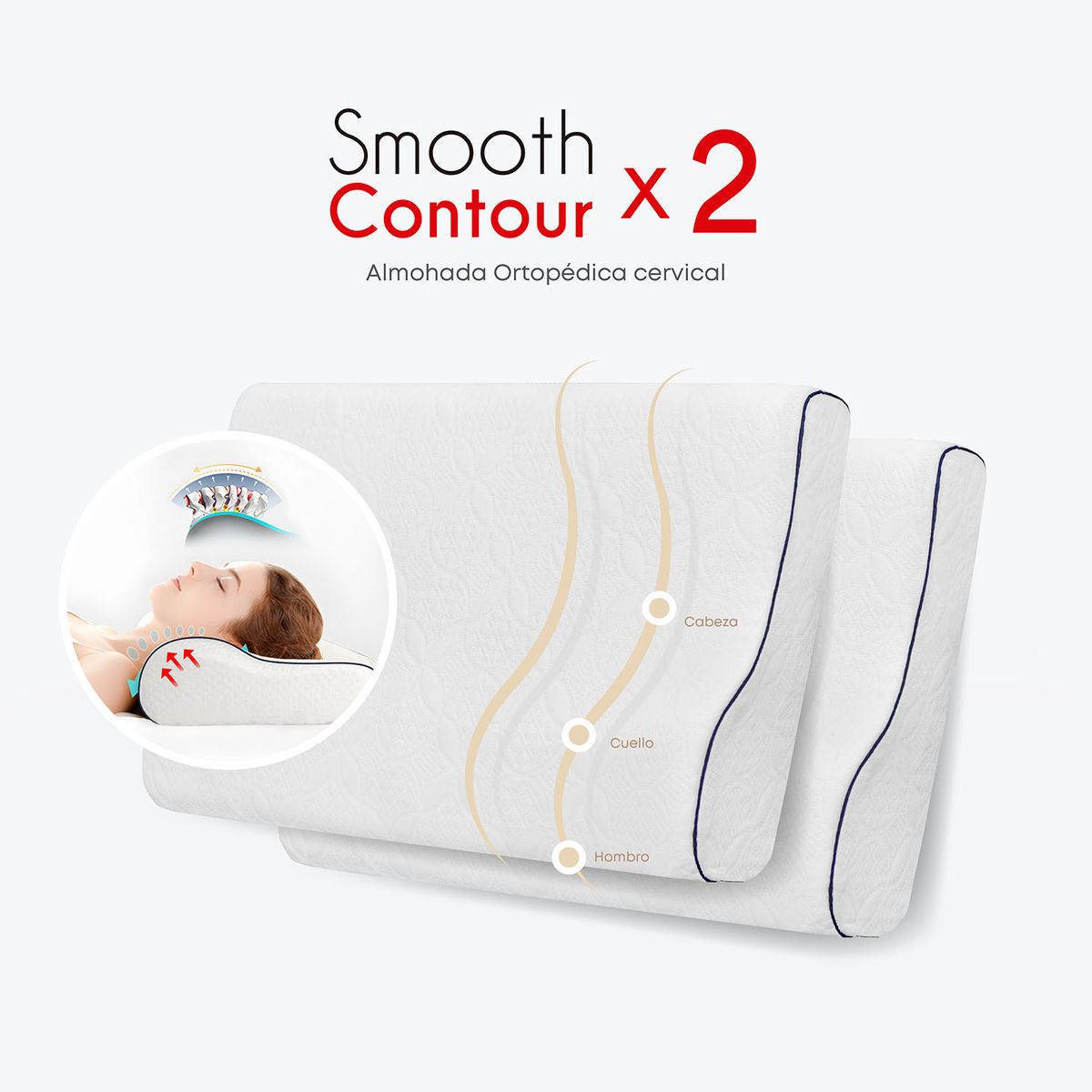FORLI - Pack 2 Almohadas Smooth Contour Forli