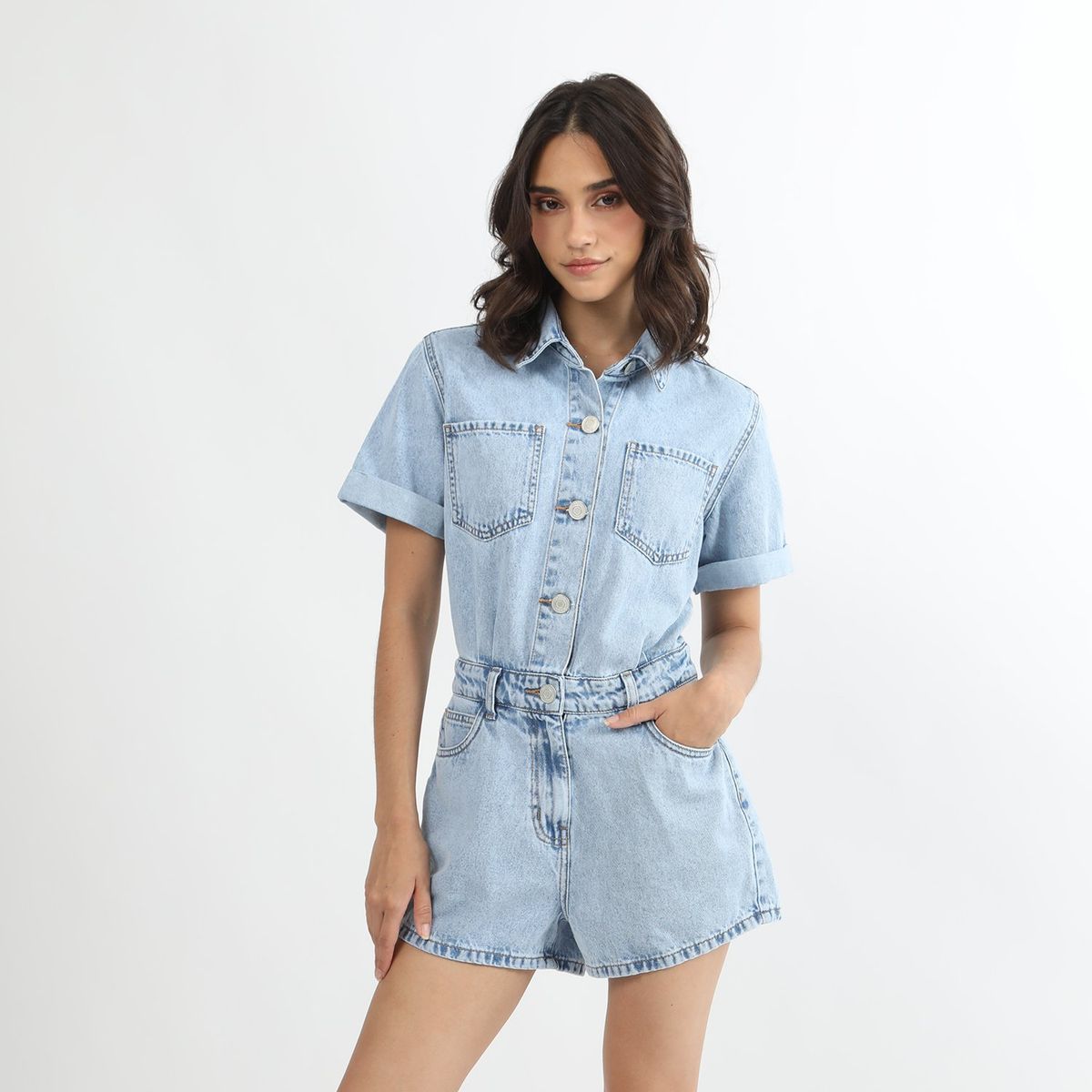 SYBILLA - Enterizo Corto 100% Algodón Mujer Sybilla