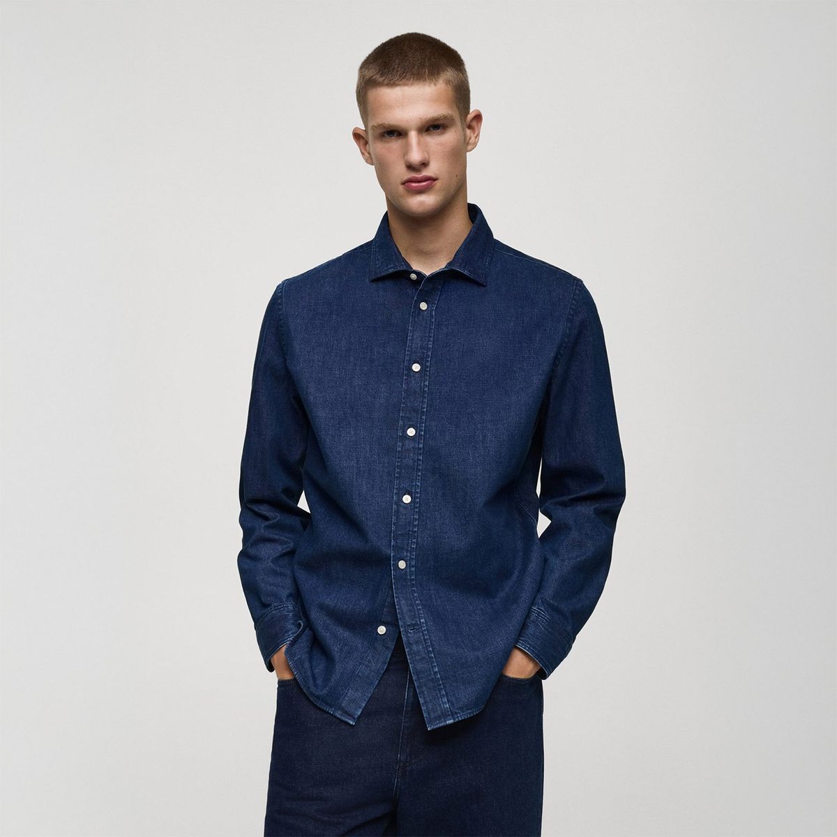 MANGO - Camisa Manga Larga 100% Algodón Hombre Mango 
