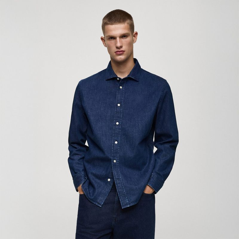 MANGO - Camisa Manga Larga 100% Algodón Hombre Mango 