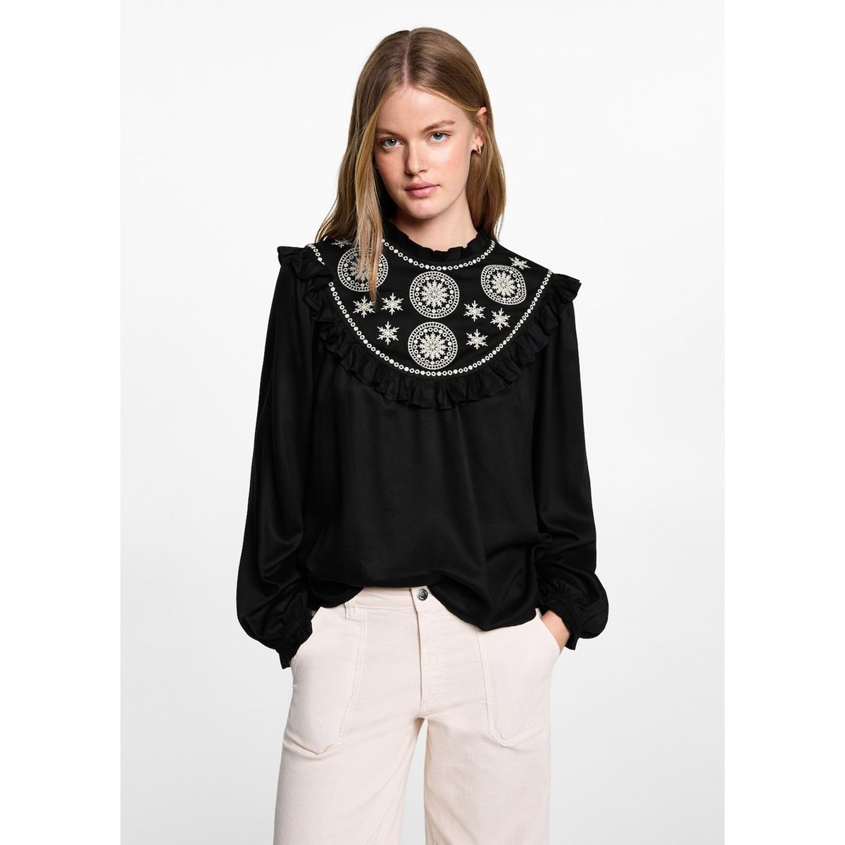 MANGO TEEN - Blusa Manga Larga Casual Mujer Mango