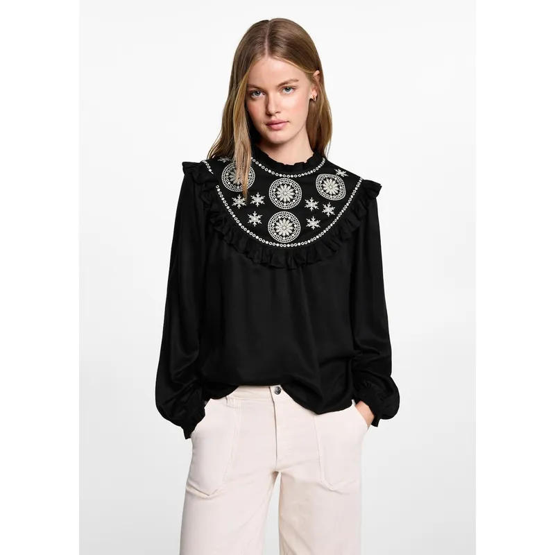 MANGO TEEN - Blusa Manga Larga Casual Mujer Mango