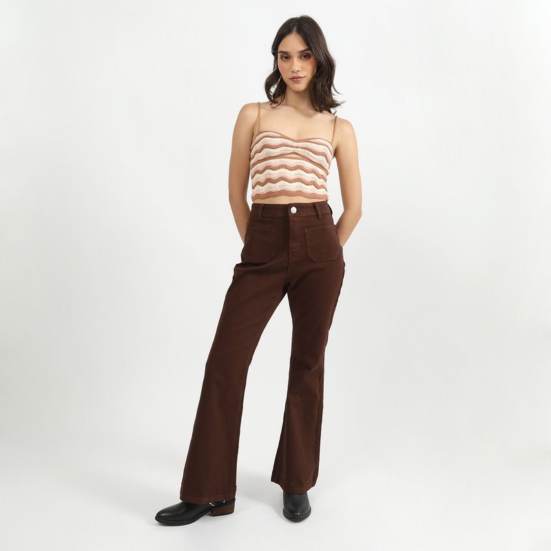 SYBILLA - Pantalón Flare Algodón Mujer Sybilla