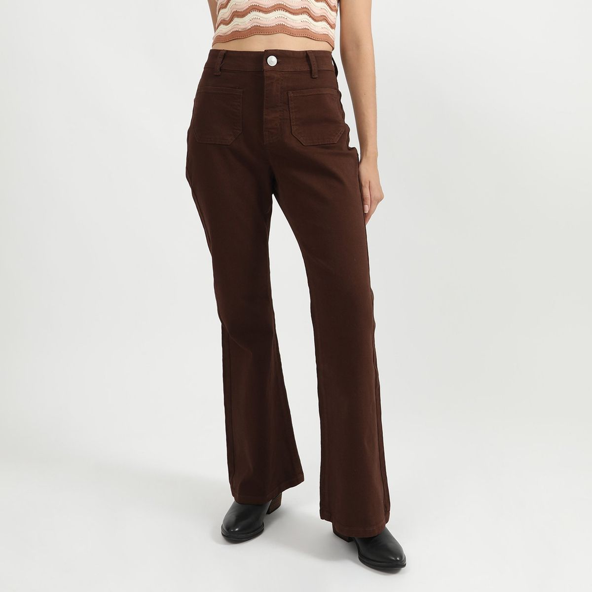 SYBILLA - Pantalón Flare Algodón Mujer Sybilla