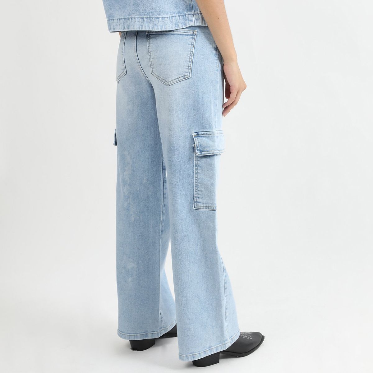 SYBILLA - Jean Cargo Straight 100% Algodón Mujer Sybilla