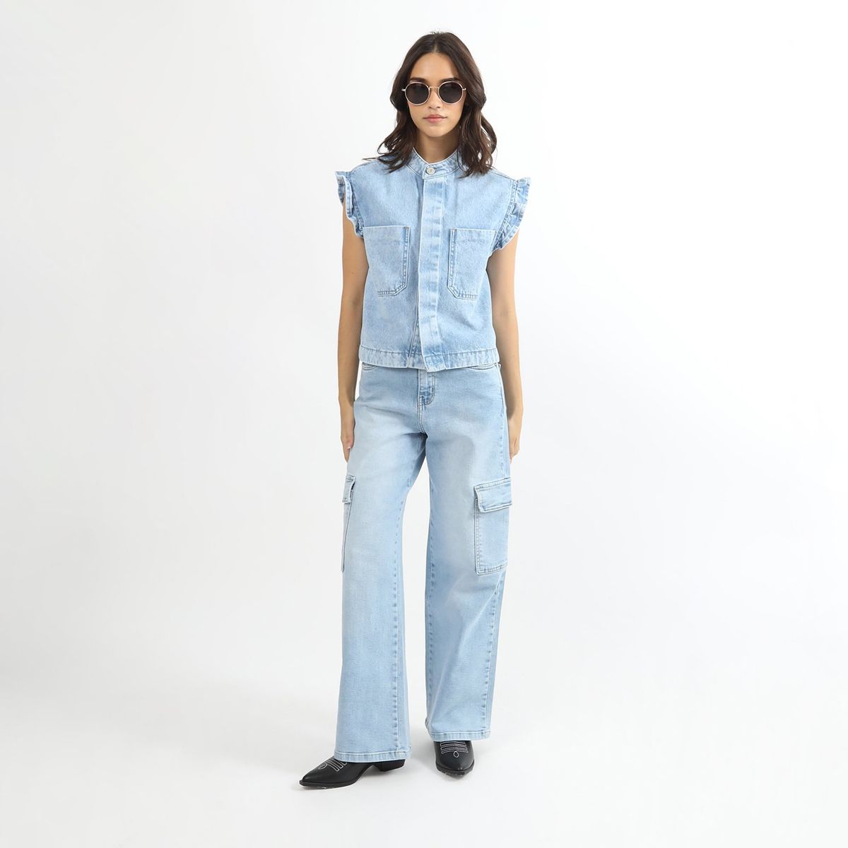 SYBILLA - Jean Cargo Straight 100% Algodón Mujer Sybilla