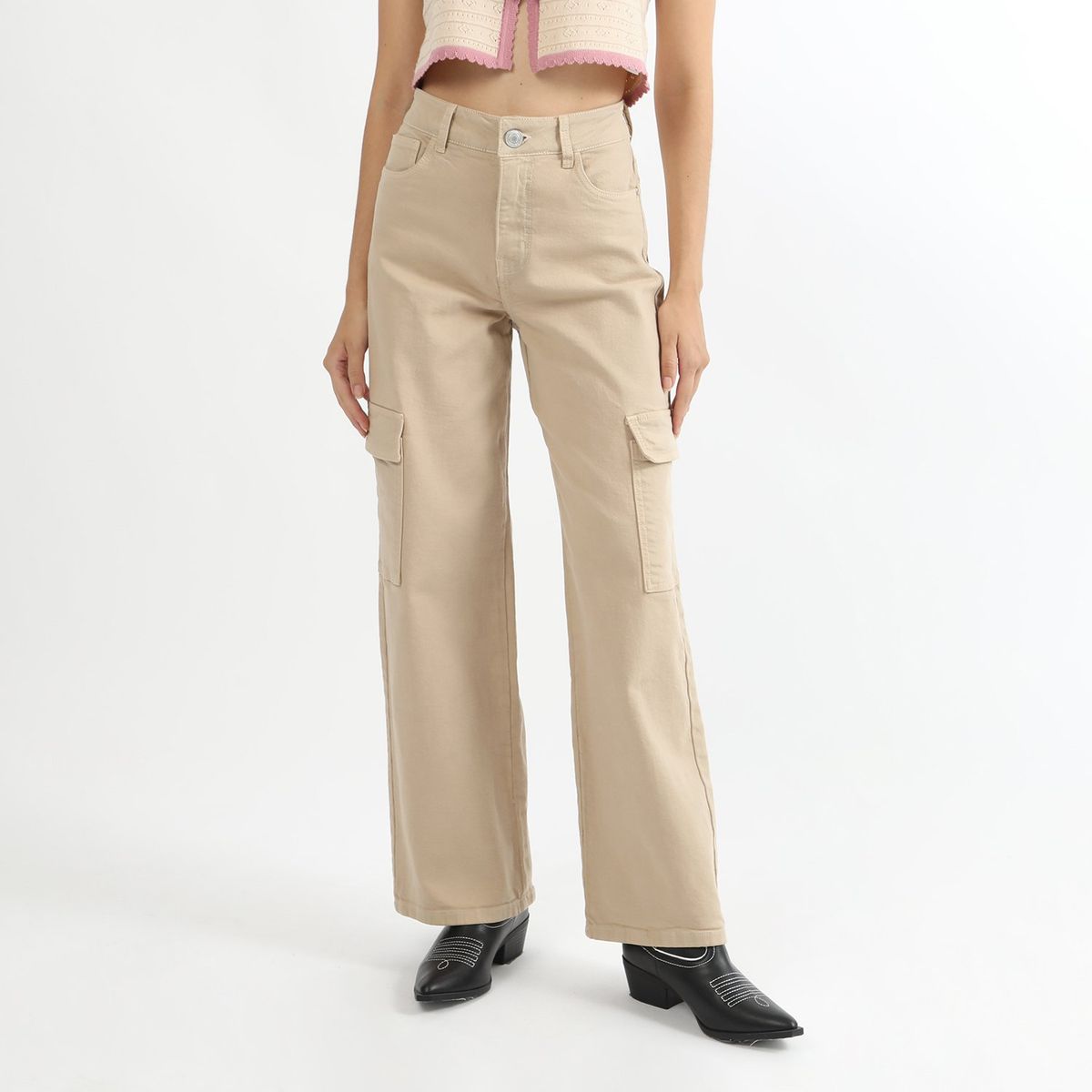 SYBILLA - Jean Cargo Straight 100% Algodón Mujer Sybilla