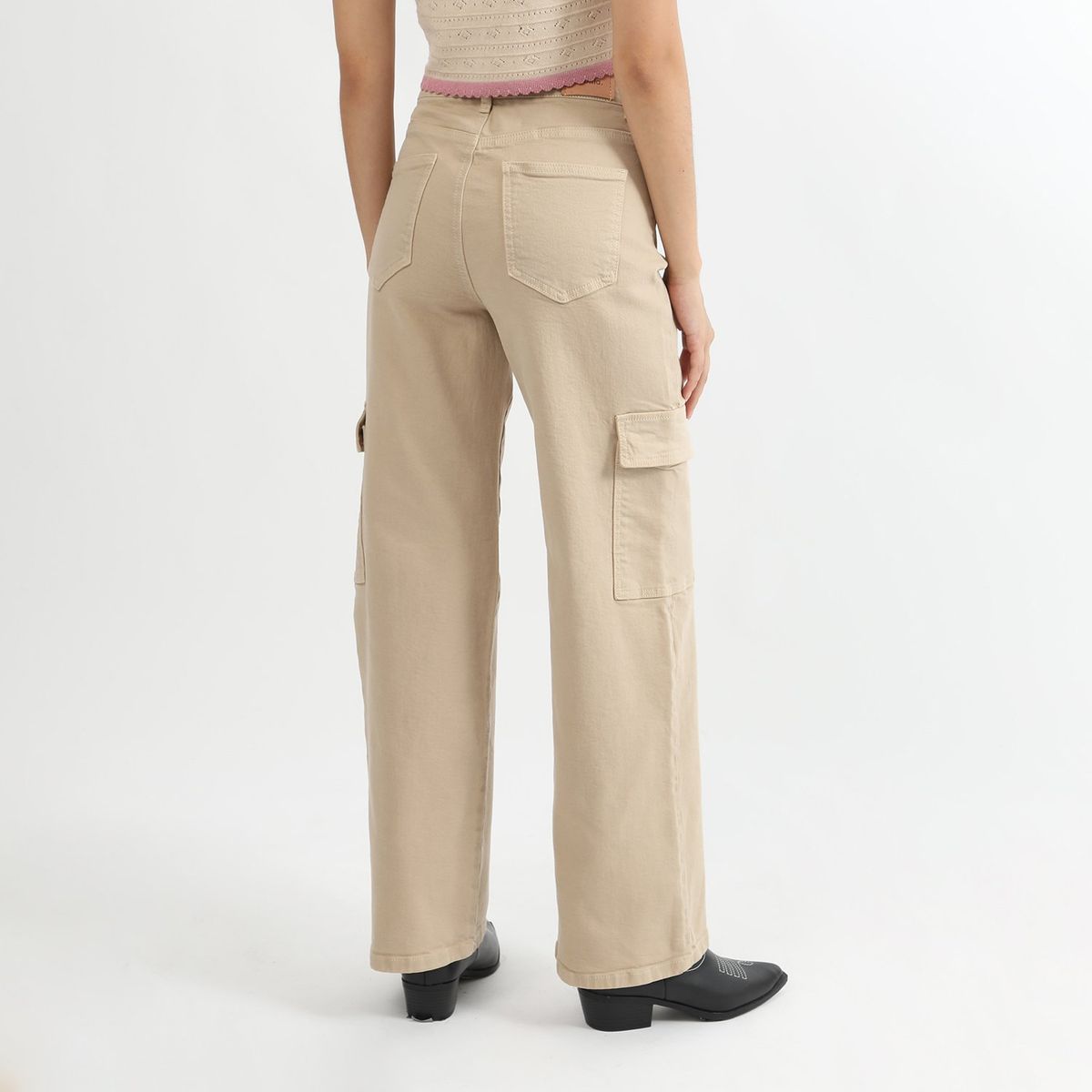 SYBILLA - Jean Cargo Straight 100% Algodón Mujer Sybilla