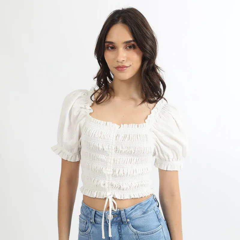 SYBILLA - Blusa Mc Crop Panal