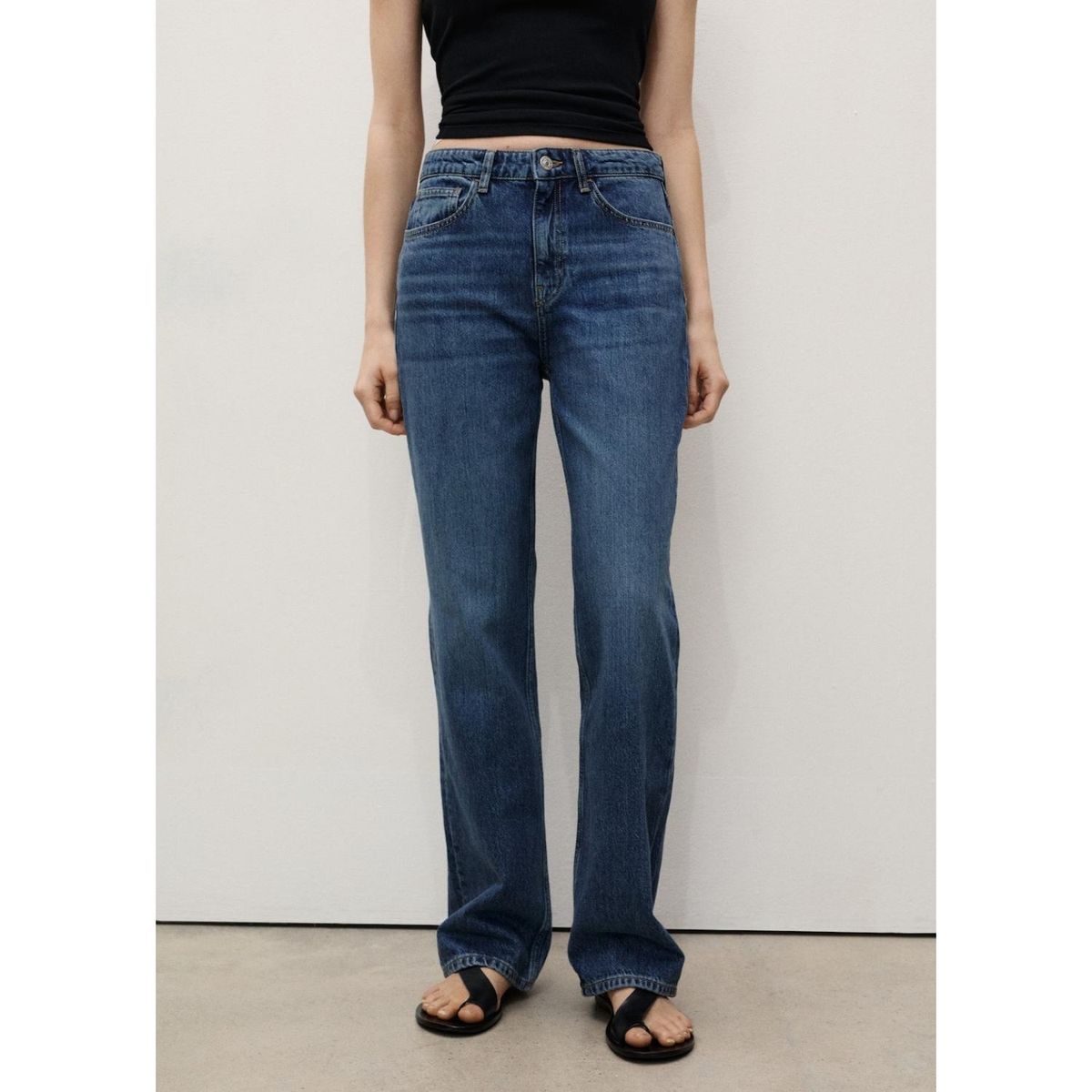 MANGO - Jean Straight Tiro Alto Mujer Mango