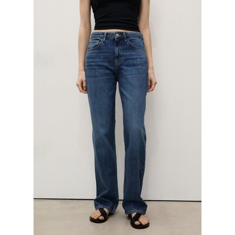 MANGO - Jean Straight Tiro Alto Mujer Mango