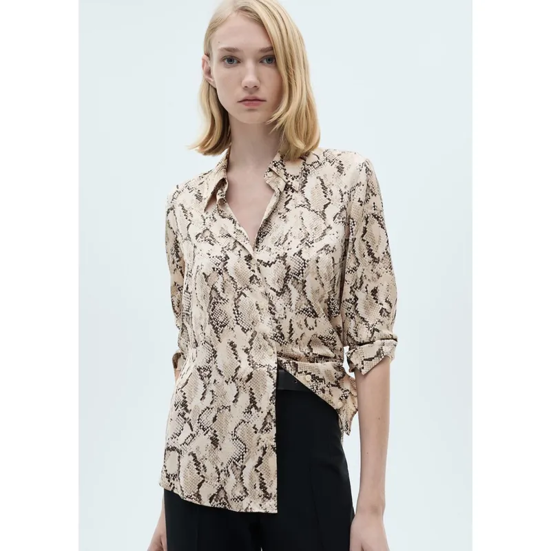 MANGO - Camisa Manga Larga Casual Mujer Mango