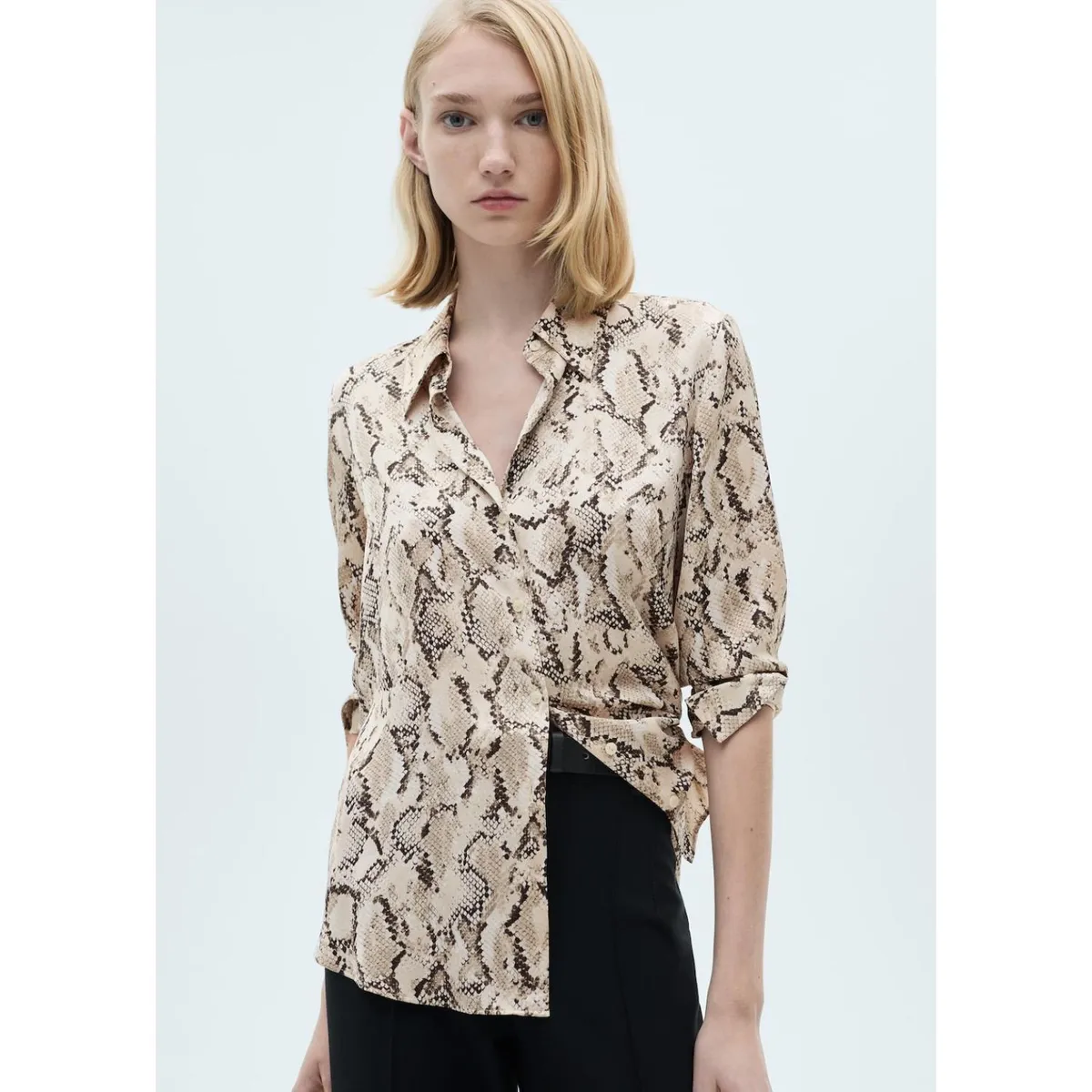 MANGO - Camisa Manga Larga Casual Mujer Mango