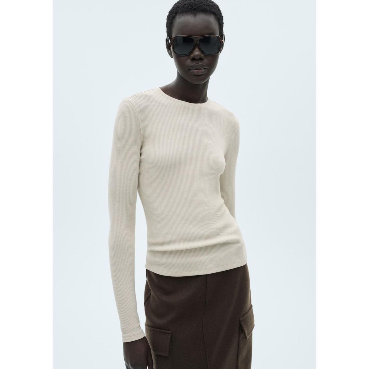 MANGO - Polo Manga Larga Casual Mujer Mango