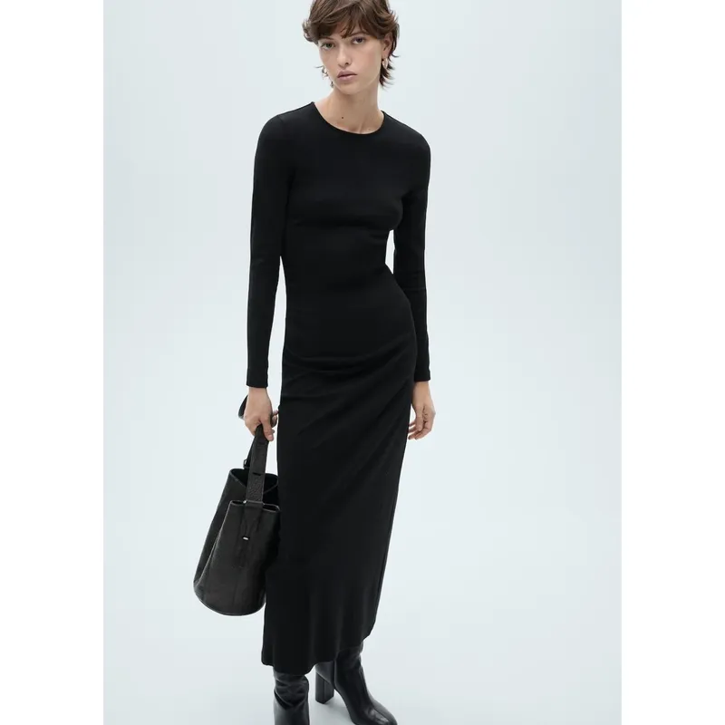 MANGO - Vestido Largo Algodón Mujer Mango