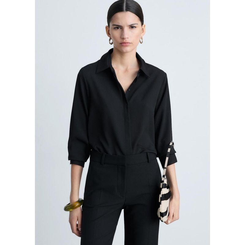 MANGO - Camisa Manga Larga Casual Mujer Mango