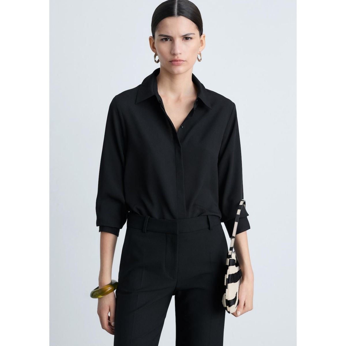 MANGO - Camisa Manga Larga Casual Mujer Mango