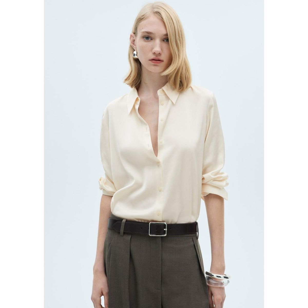 MANGO - Camisa Manga Larga Casual Mujer Mango