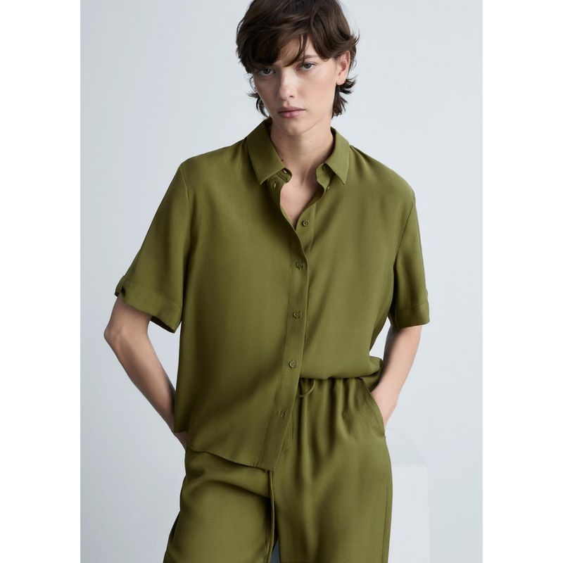 MANGO - Camisa Manga Corta Casual Mujer Mango