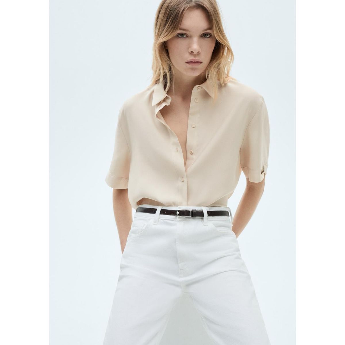 MANGO - Camisa Manga Corta Casual Mujer Mango