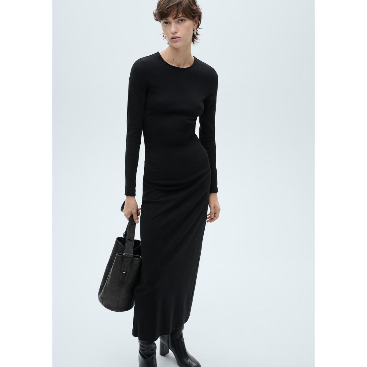 MANGO - Vestido Largo Algodón Mujer Mango