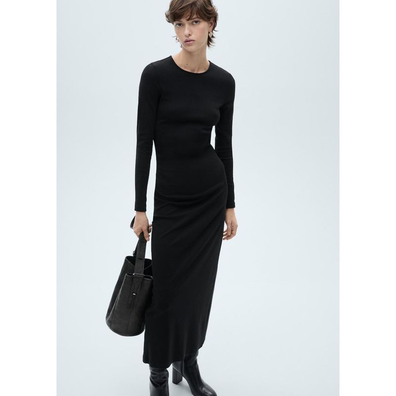 MANGO - Vestido Largo Algodón Mujer Mango