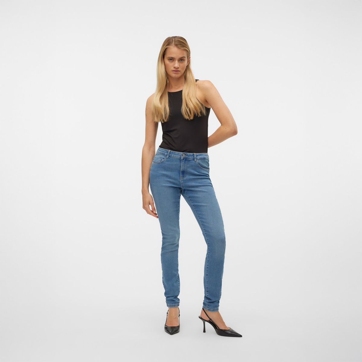 VERO MODA - Jean Skinny Tiro Alto Mujer Vero Moda
