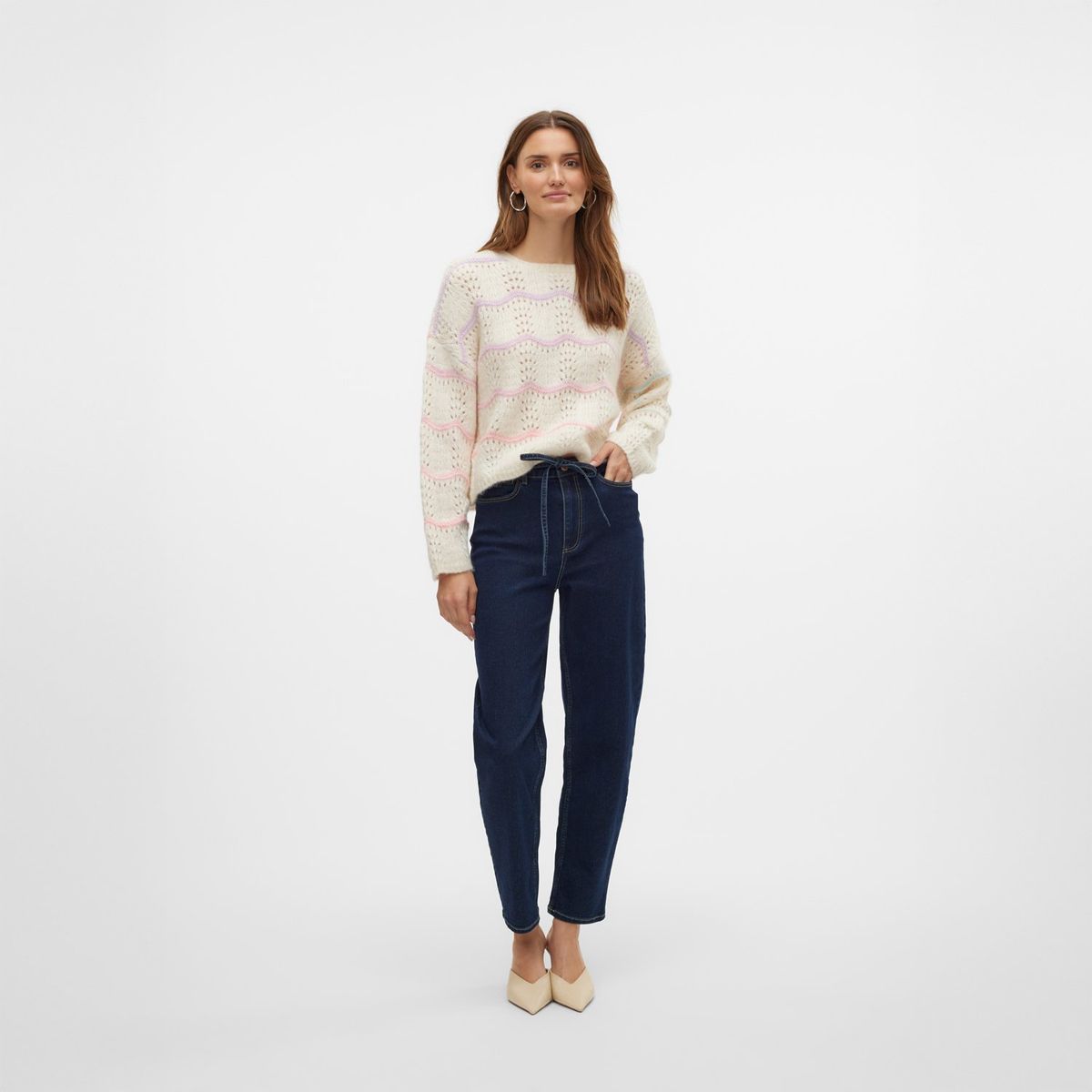 VERO MODA - Jean Barrel Tiro Alto Mujer Vero Moda