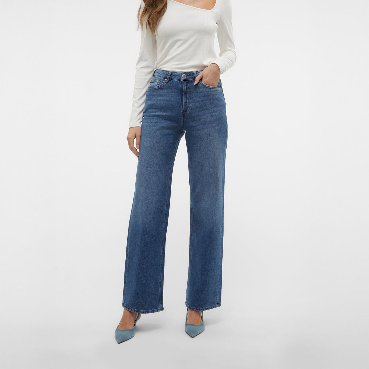 VERO MODA - Jean Wide Leg Tiro Alto Mujer Vero Moda