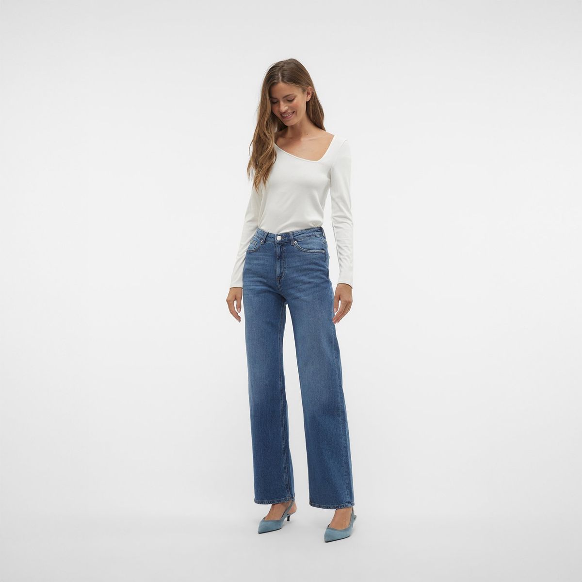 VERO MODA - Jean Wide Leg Tiro Alto Mujer Vero Moda