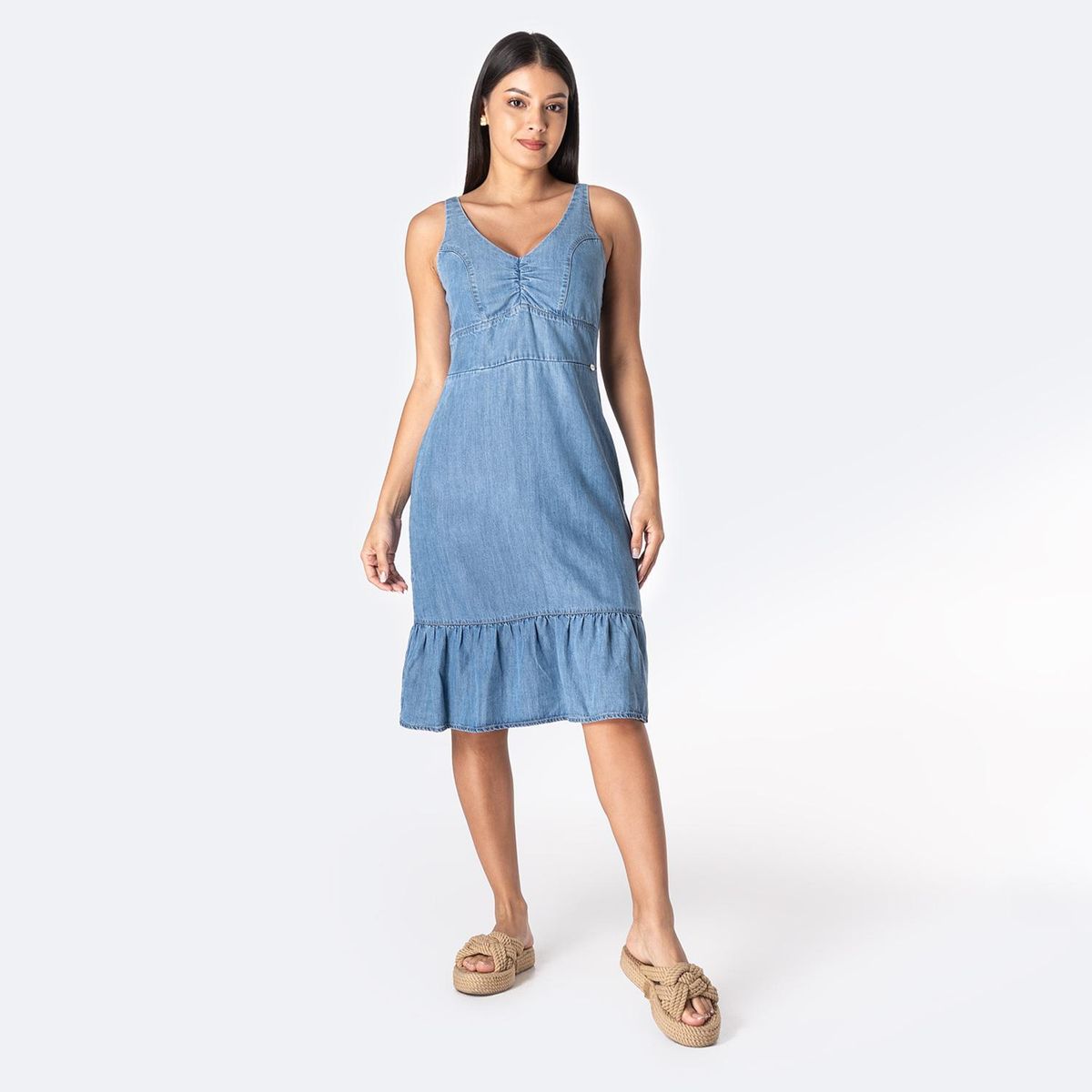 PIONIER - Vestido Jean Corto Casual Mujer Pionier